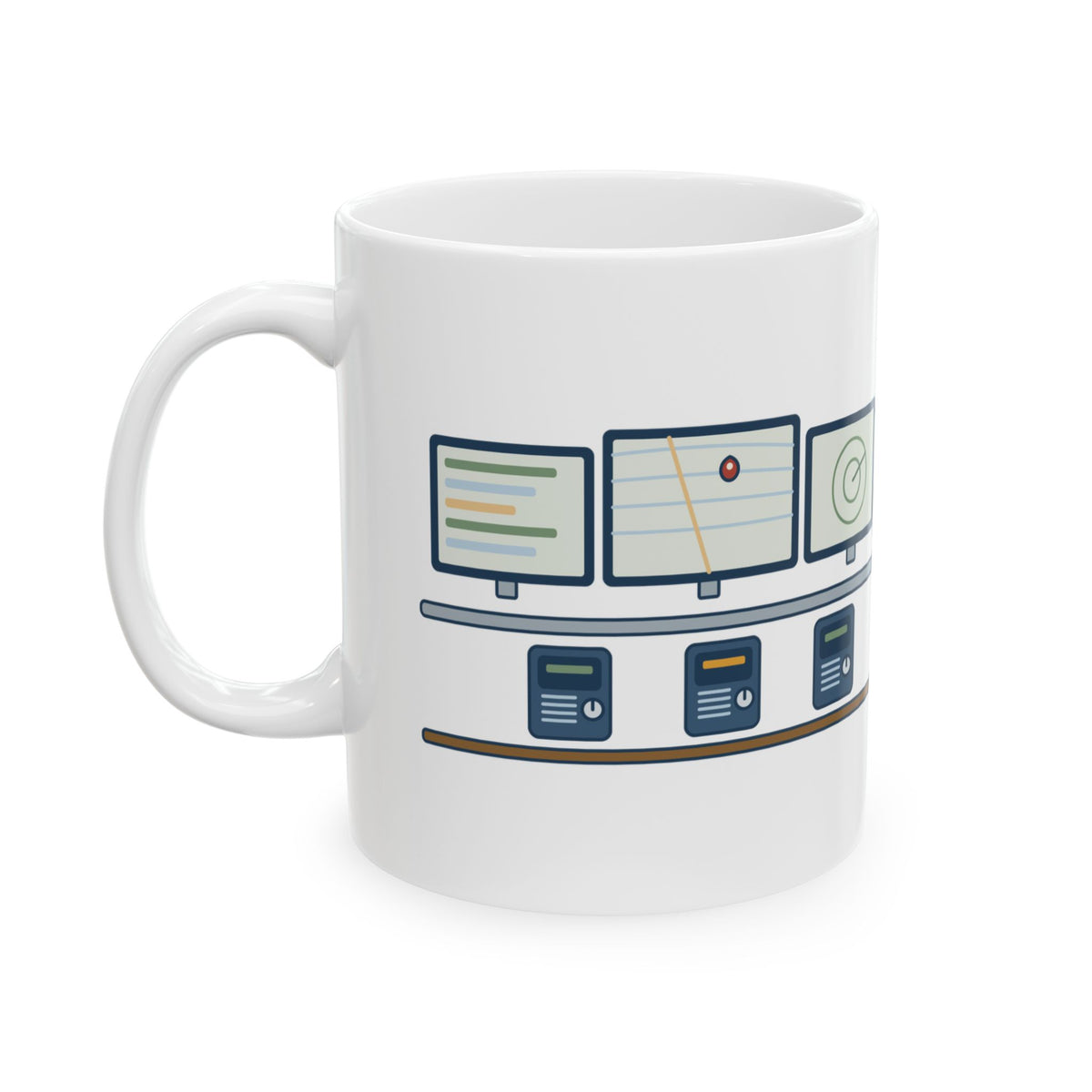 911 Dispatcher Coffee Mug 11oz - Three Radios, One Headset, Zero Panic