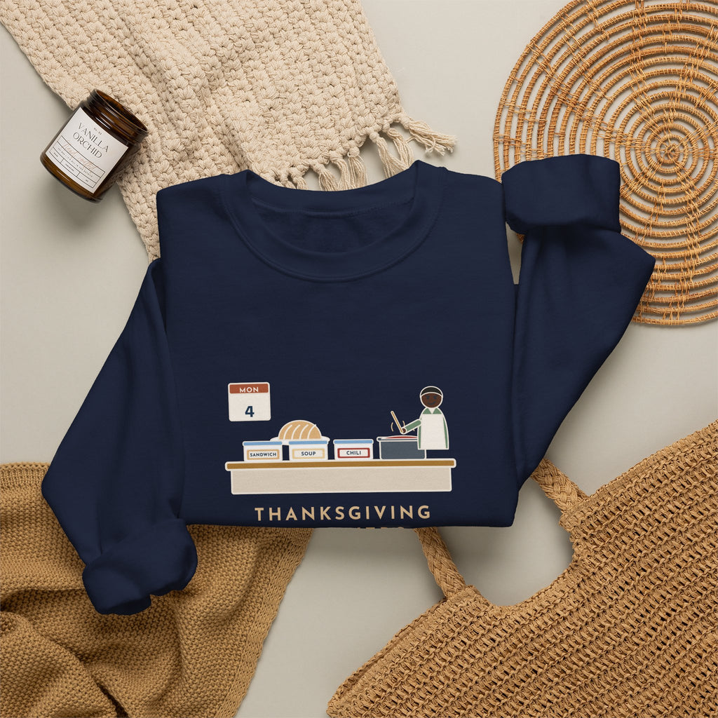 Thanksgiving Leftovers Sweatshirt, Day Four, Sandwich, Then Soup, Now Turkey Chili, Funny Leftover Plan Crewneck