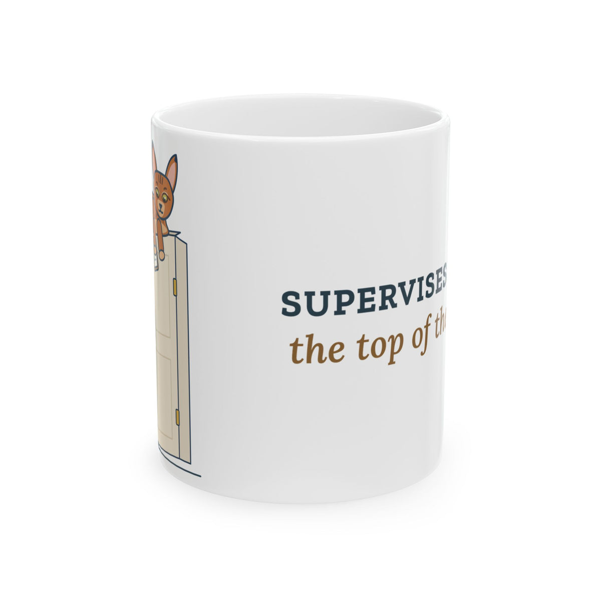 Abyssinian Cat Coffee Mug - Supervises From the Top of the Door
