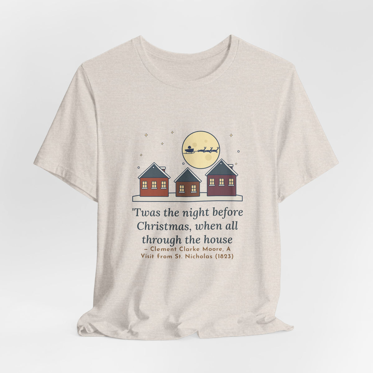 Moore Quote T-Shirt, Twas the Night Before Christmas, Christmas Moonlit 1820s Town Tee