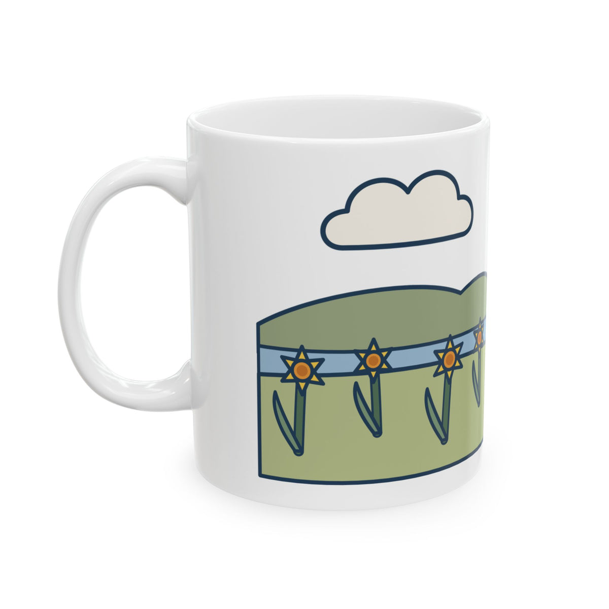 Wordsworth Quote Mug, I Wandered Lonely as a Cloud, Spring Daffodil Meadow Coffee Mug 11oz