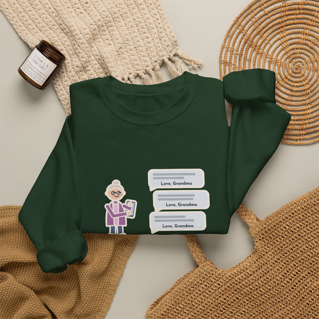 Grandma Texting Sweatshirt, Learned to Text, Every Message Ends with Love, Grandma, Funny Text Bubbles Crewneck