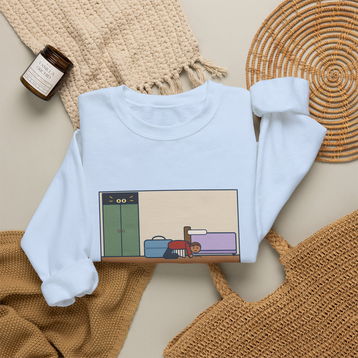 Vet Day Cat Sweatshirt, Got the Cat Carrier Out, The Cat Vanished for Three Hours, Funny Cabinet Hideout Crewneck