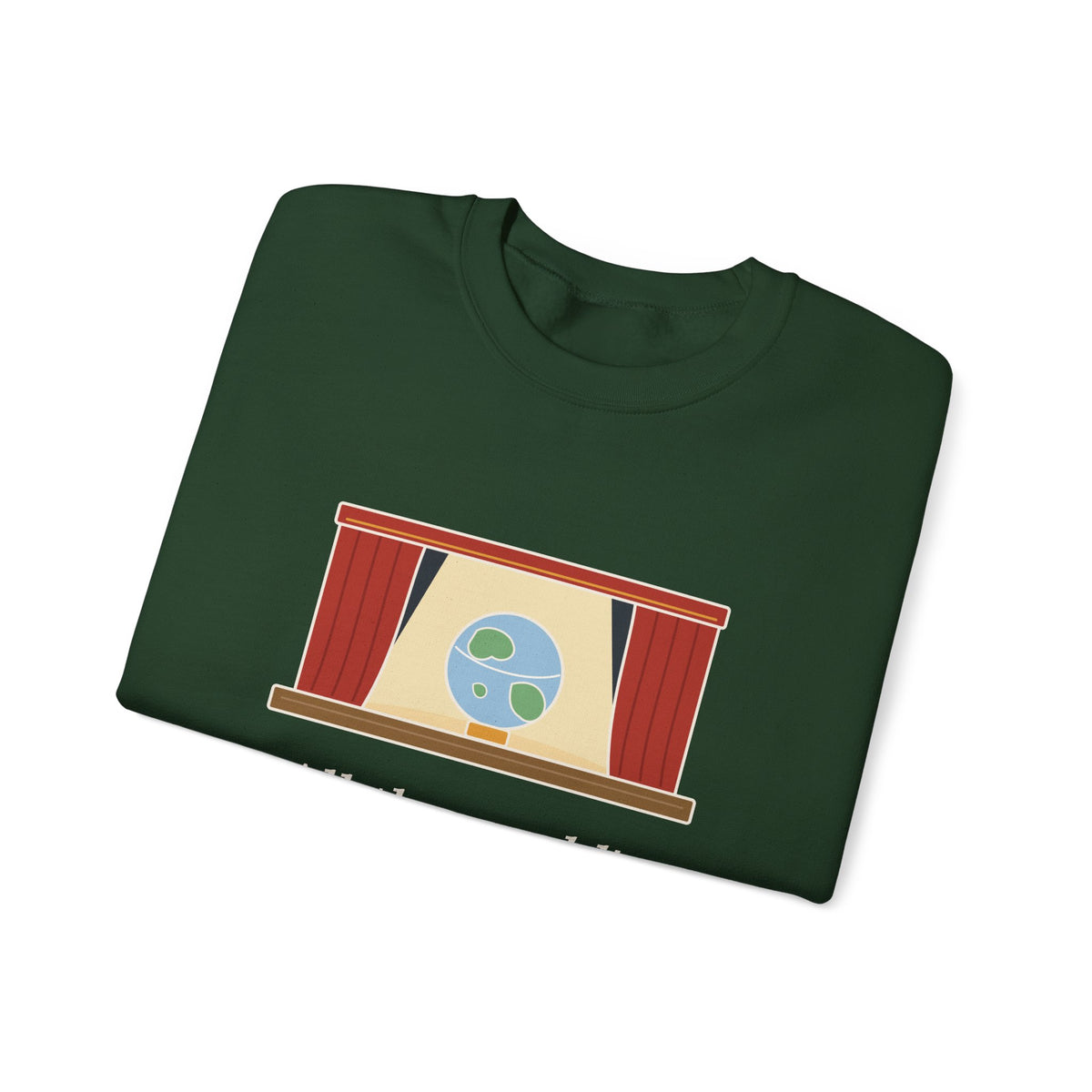 All the World's a Stage Sweatshirt, Theatre Shakespeare Quote Crewneck with Globe on Stage