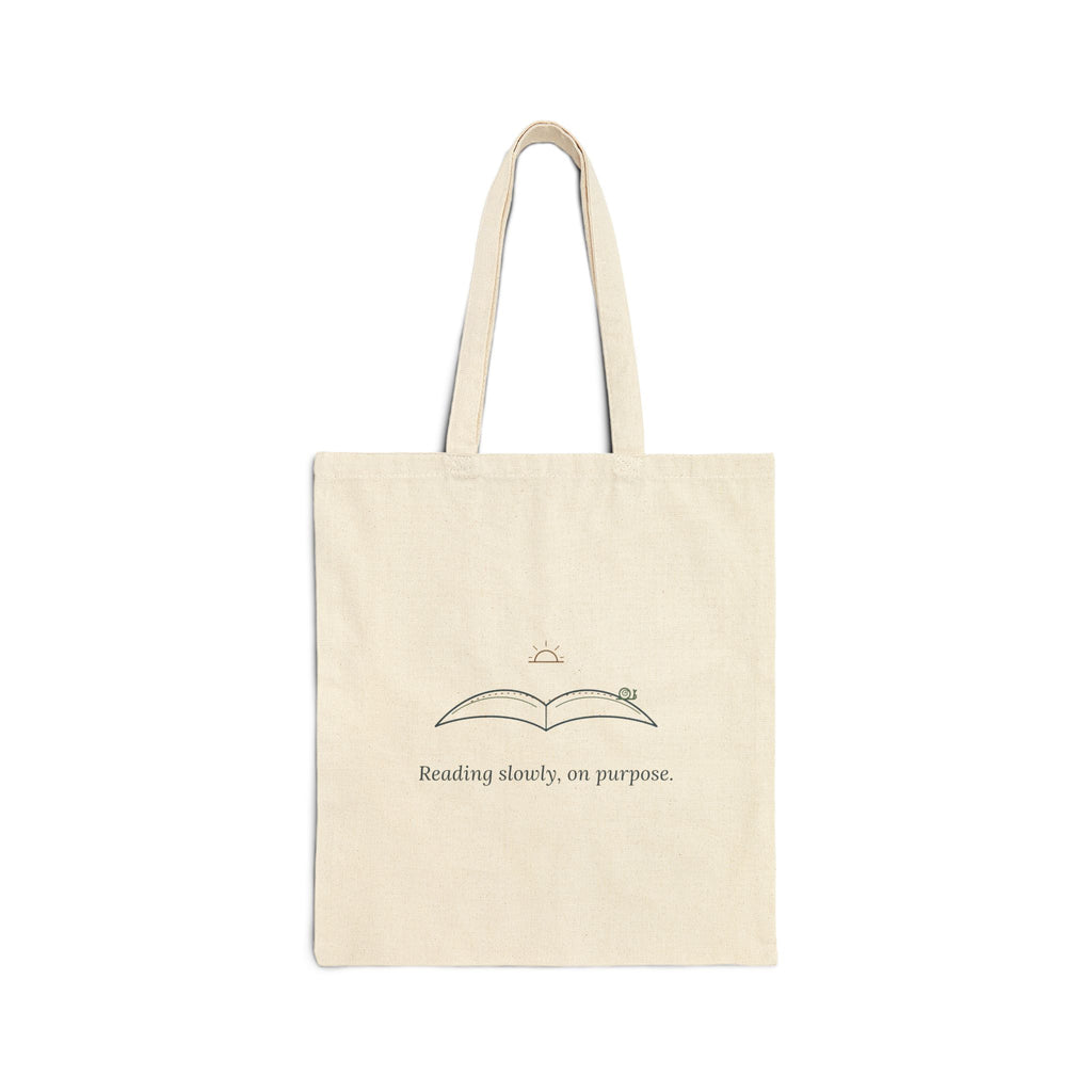 Book Lover Tote Bag - Reading Slowly, On Purpose. Library and Bookstore Tote