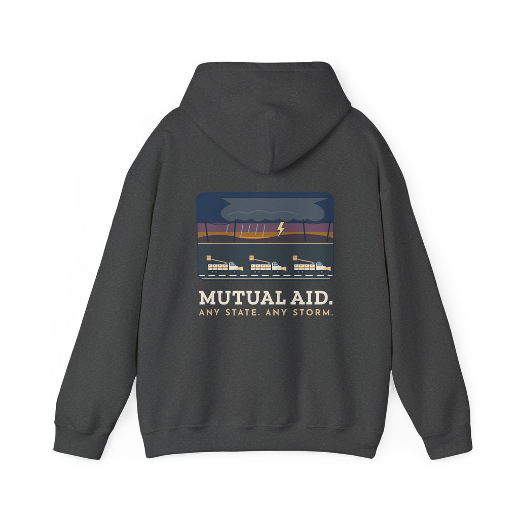 Lineworker Hoodie - Mutual Aid. Any State. Any Storm. Lineman Gift Hoodie