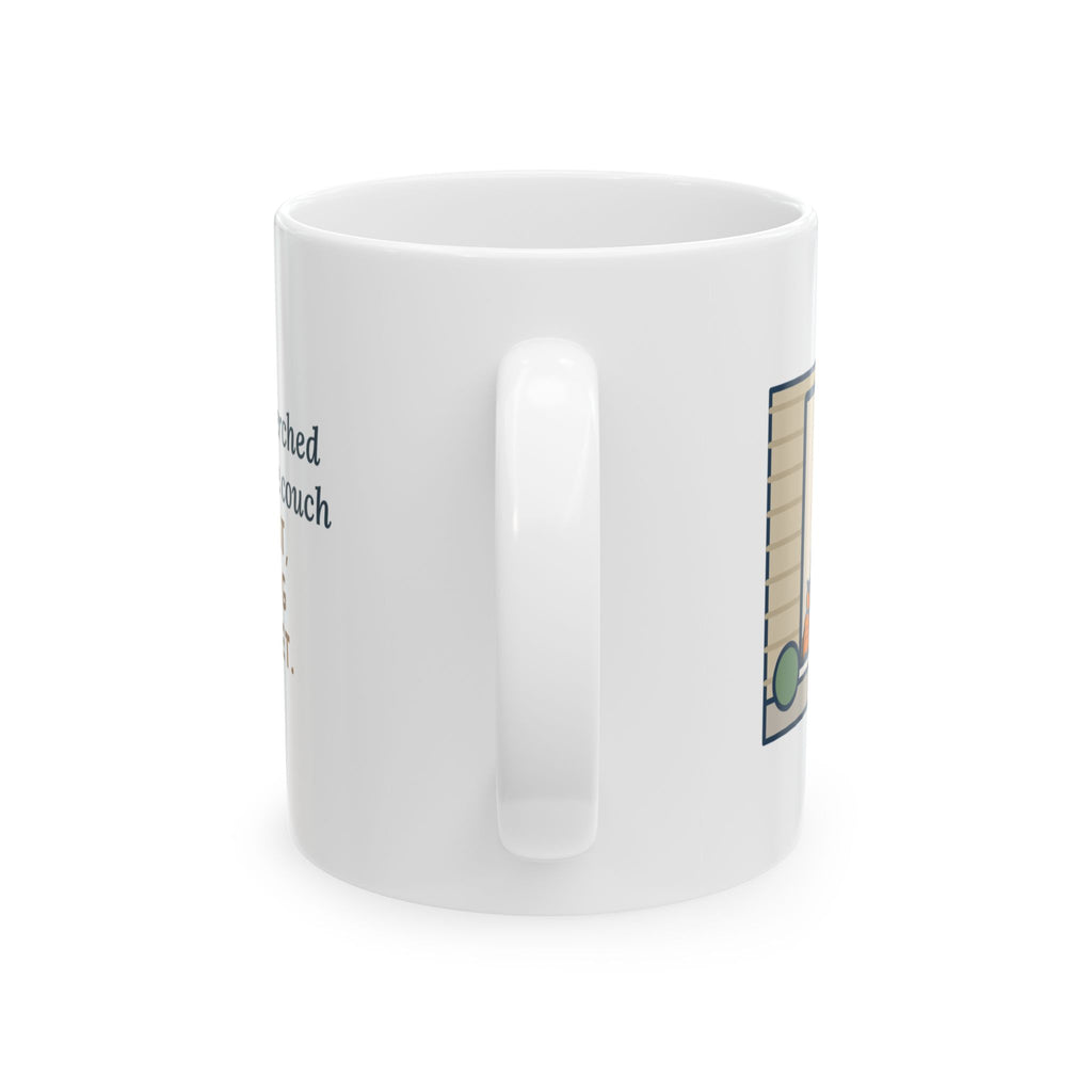 Japanese Chin Mug, Perched on the Back of the Couch Like a Cat, Watching the Street, Funny Coffee Mug 11oz