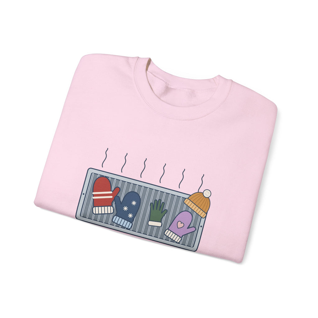 Snow Day Crewneck Sweatshirt - Mittens Drying on Every Vent Winter Sweatshirt