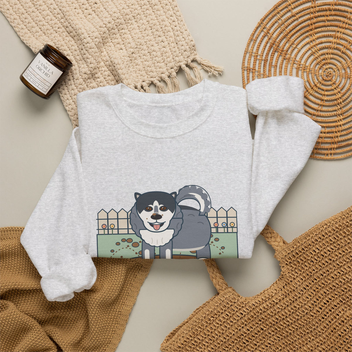 Alaskan Malamute Crewneck Sweatshirt - Malamute-Sized Backyard Crater Dog Owner Gift