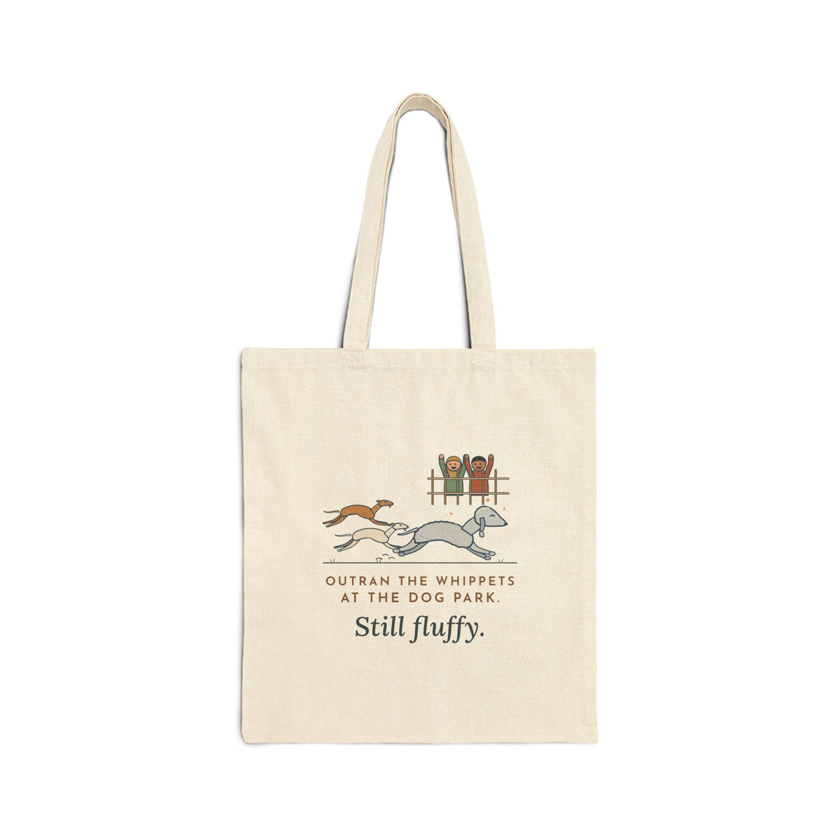 Bedlington Terrier Tote Bag - Outran the Whippets at the Dog Park
