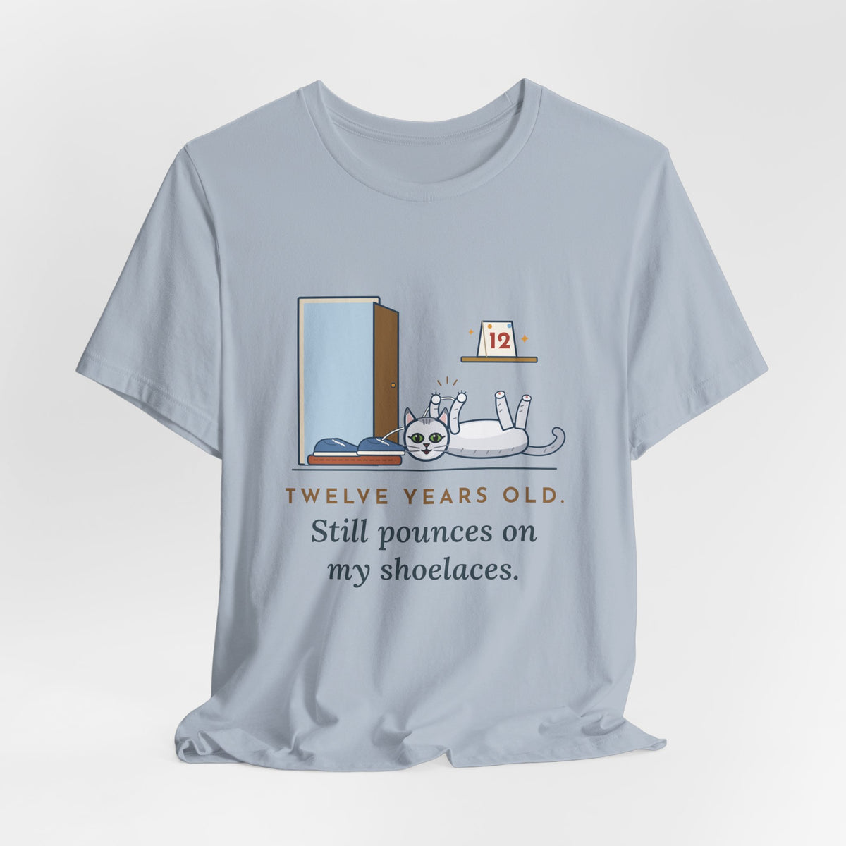 Burmilla Cat T-Shirt - Twelve Years Old, Still Pounces on My Shoelaces Senior Cat Lover Tee