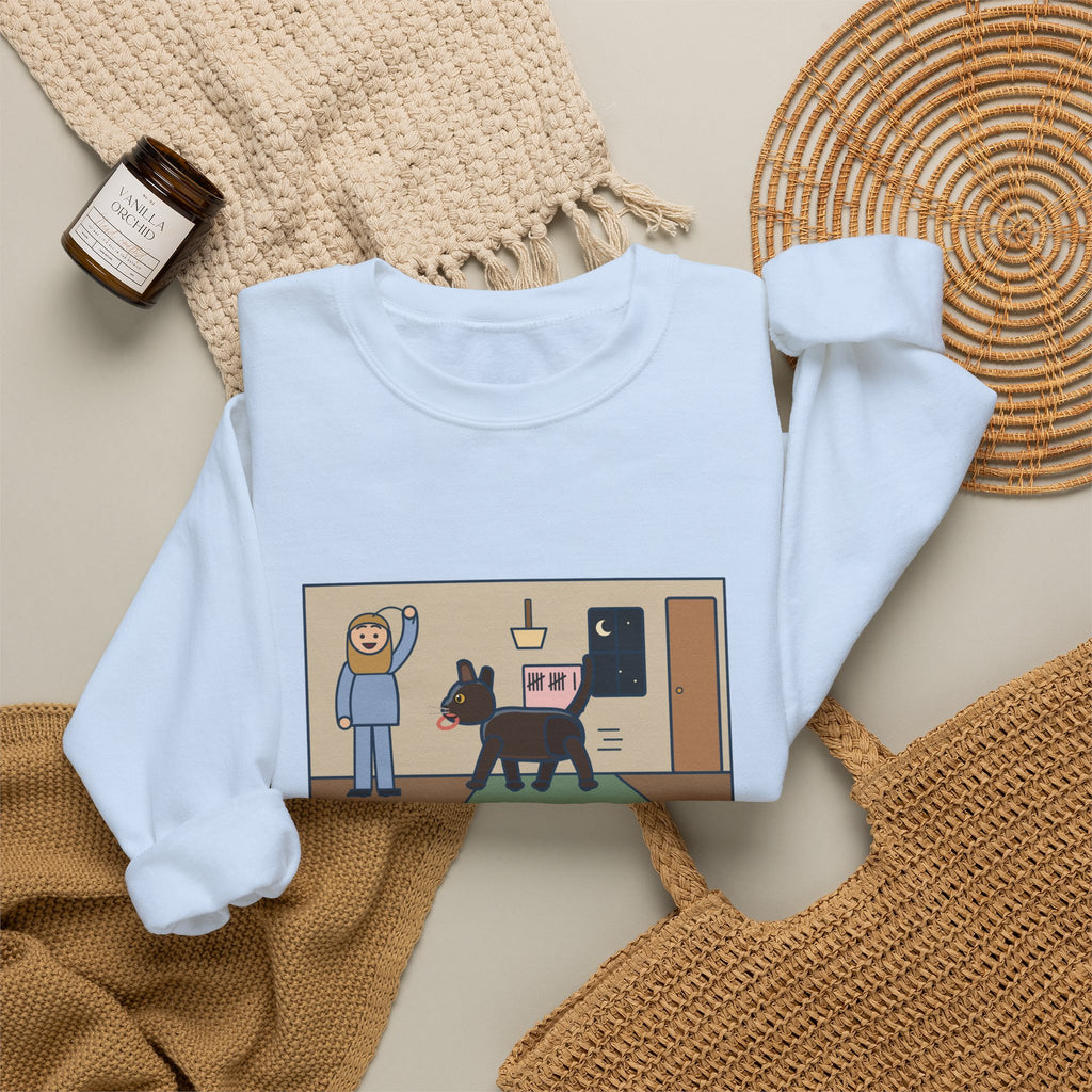 Burmese Cat Sweatshirt, Brought the Hair Tie Back Eleven Times, Funny Hallway Fetch Crewneck