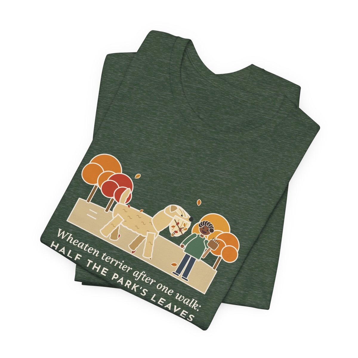 Funny Wheaten Terrier T-Shirt, Half the Park's Leaves in His Beard, Autumn Walk Tee