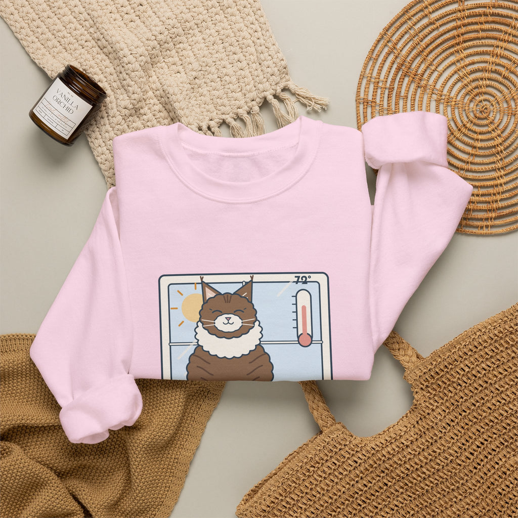 Norwegian Forest Cat Crewneck Sweatshirt - Wears a Winter Coat to the Windowsill