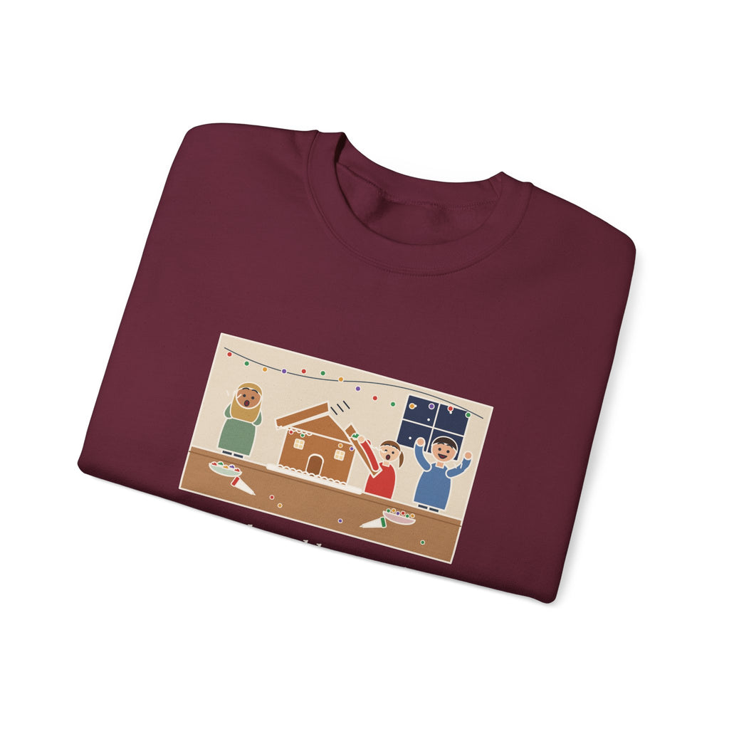 Gingerbread House Sweatshirt, The Roof Slid Off at the Second Gumdrop, Funny Holiday Baking Night Crewneck