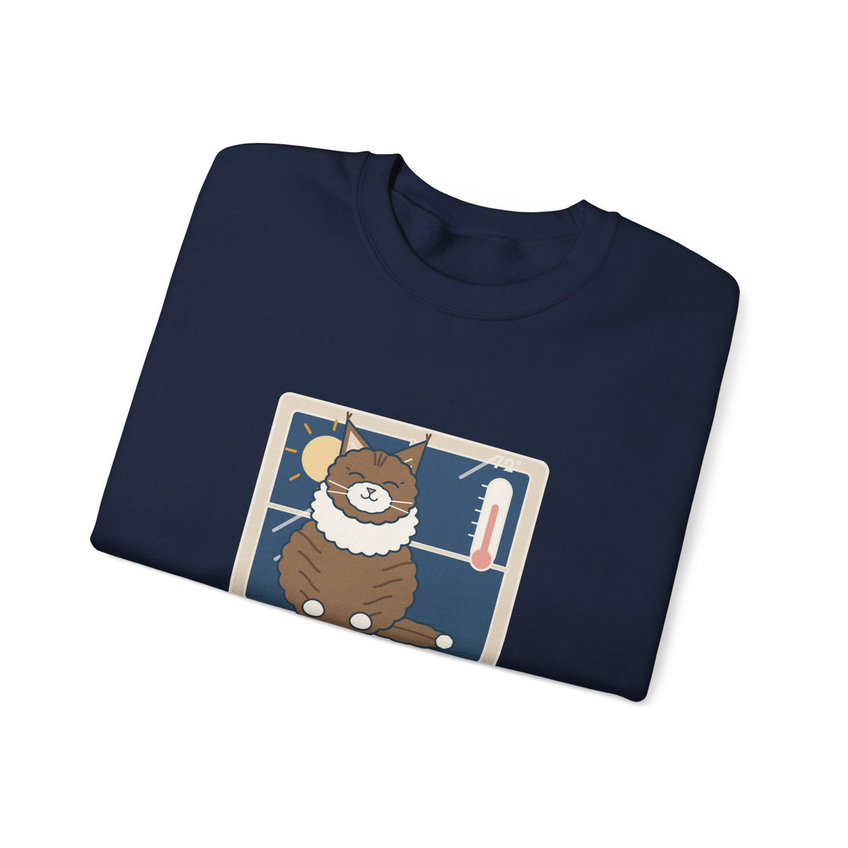 Norwegian Forest Cat Crewneck Sweatshirt - Wears a Winter Coat to the Windowsill