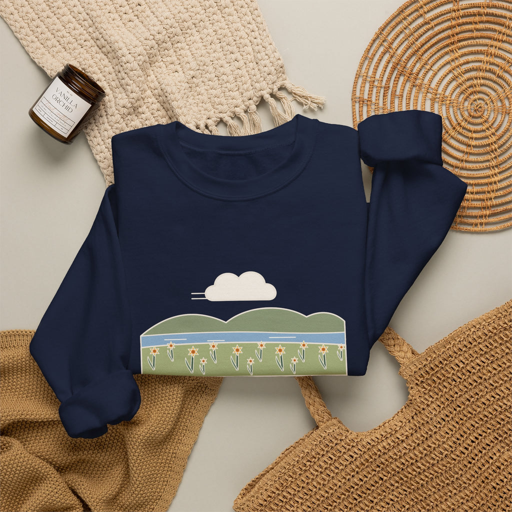 I Wandered Lonely as a Cloud Sweatshirt, Spring Wordsworth Quote Crewneck with Daffodil Meadow