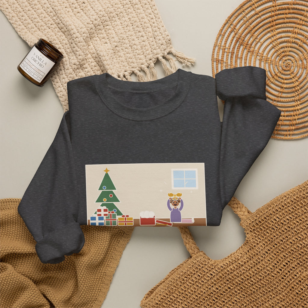Christmas Morning Sweatshirt, The Toddler Opened One Gift and Spent an Hour with the Bow, Funny Shiny Bow Crewneck