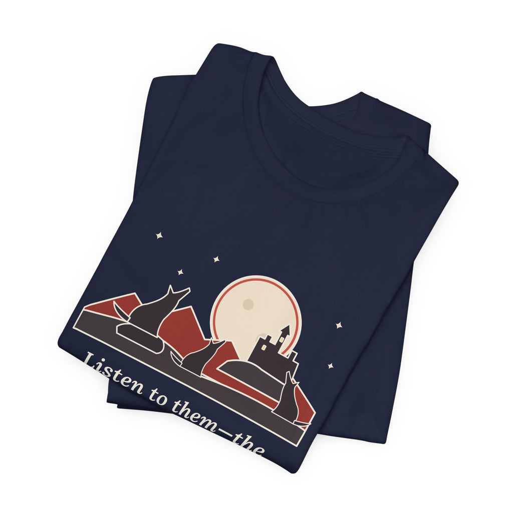 Bram Stoker Quote T-Shirt, The Children of the Night, Gothic Wolves and Red Moon Tee