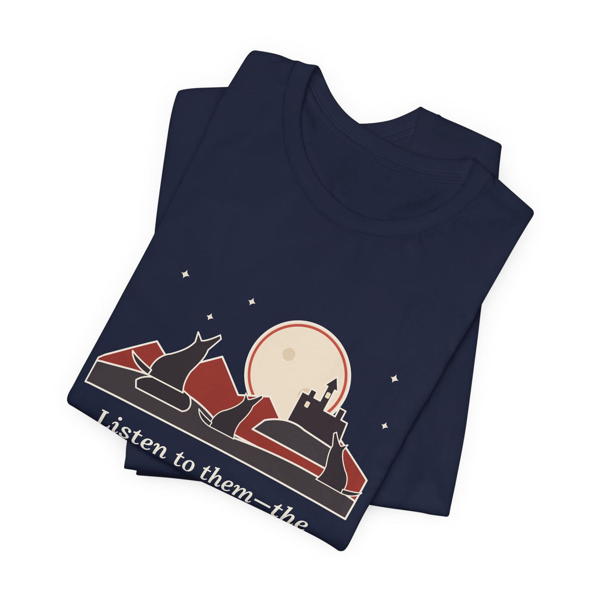 Bram Stoker Quote T-Shirt, The Children of the Night, Gothic Wolves and Red Moon Tee