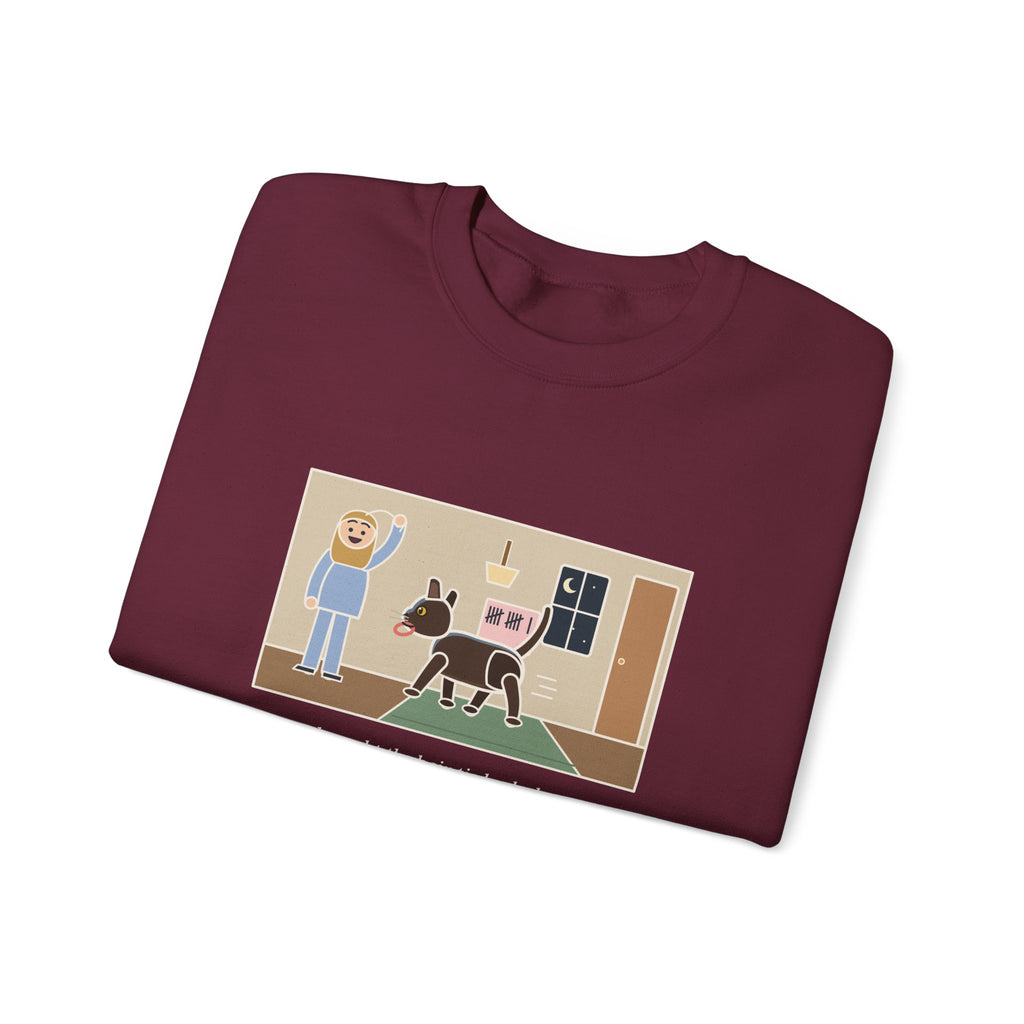 Burmese Cat Sweatshirt, Brought the Hair Tie Back Eleven Times, Funny Hallway Fetch Crewneck