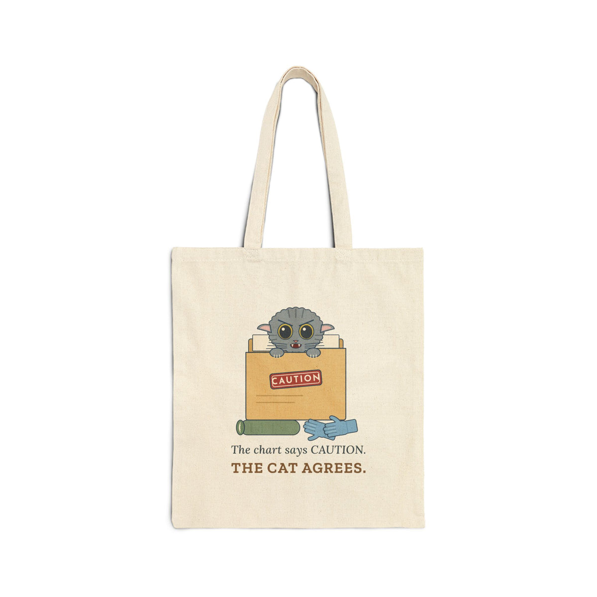 Veterinary Technician Tote Bag - The Chart Says CAUTION. The Cat Agrees. Vet Clinic Tote