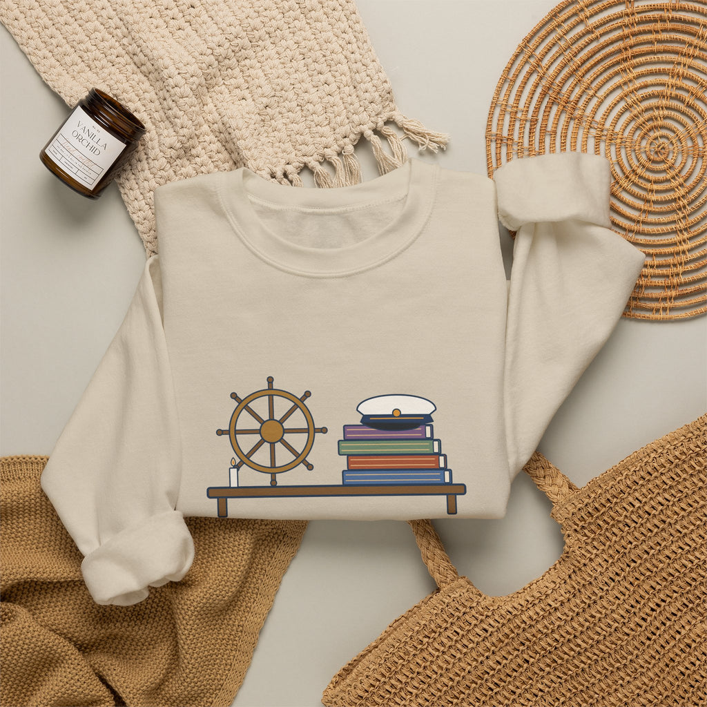 O Captain My Captain Sweatshirt, Teacher Walt Whitman Quote Crewneck with Captain's Desk