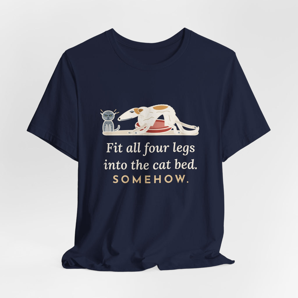 Borzoi T-Shirt - Fit All Four Legs Into the Cat Bed. Somehow. Funny Sighthound Dog Tee