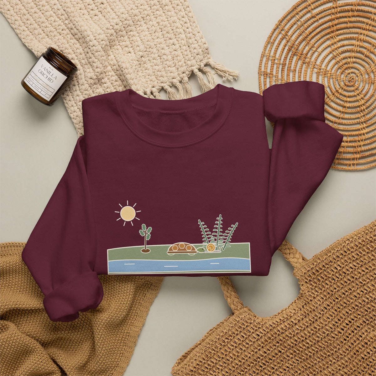 Adopt the Pace of Nature, Her Secret Is Patience Sweatshirt, Nature Emerson Quote Crewneck with Tortoise and Snail