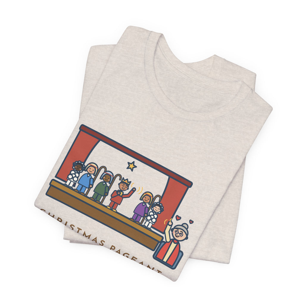 Funny Christmas Pageant T-Shirt, Three Shepherds, Two Sheep, One Wise Man Who Waved at Grandma the Whole Time, Pageant Stage Tee