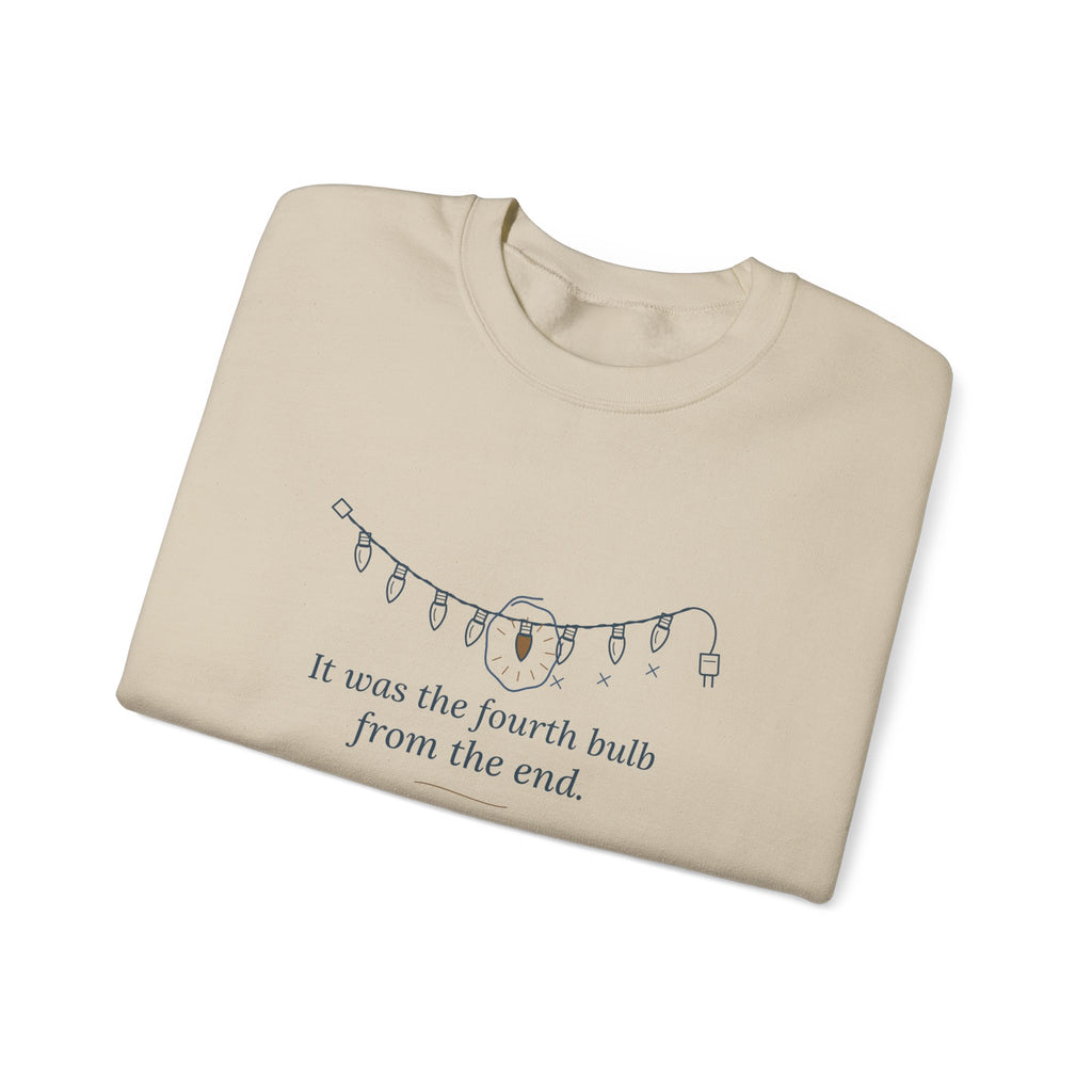 Funny Christmas Lights Crewneck Sweatshirt - It Was the Fourth Bulb From the End
