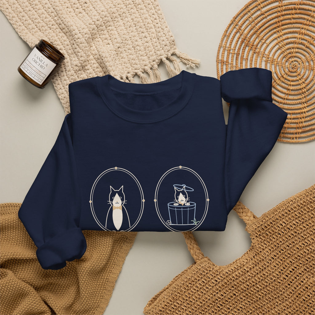 Tuxedo Cat Crewneck Sweatshirt - Dressed for a Gala. Acts Like a Raccoon.