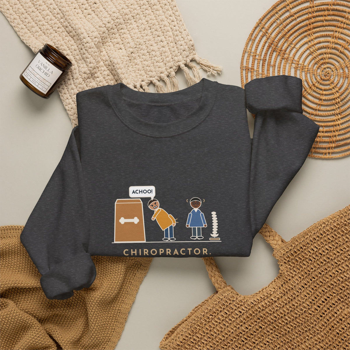 Chiropractor Sweatshirt, Asked What Happened, I Sneezed While Picking Up the Dog Food, Funny Office Visit Crewneck