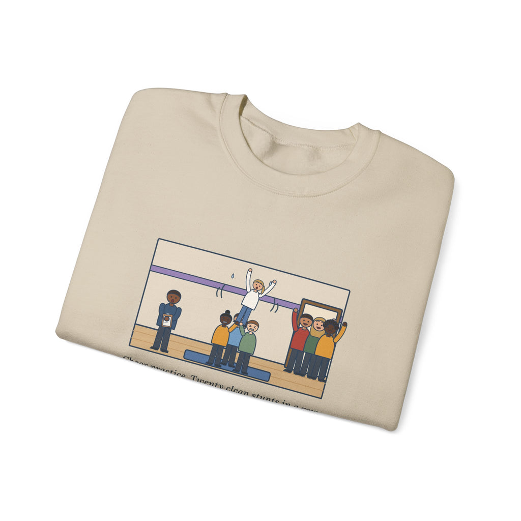 Cheer Coach Sweatshirt, Twenty Clean Stunts in a Row, Then the Parents Walked In, Funny Practice Mat Crewneck