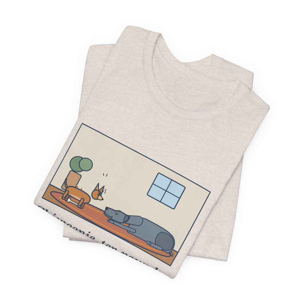 Funny Chiweenie T-Shirt, Ten Pounds, Guarded His Chew from a Great Dane, Living Room Standoff Tee