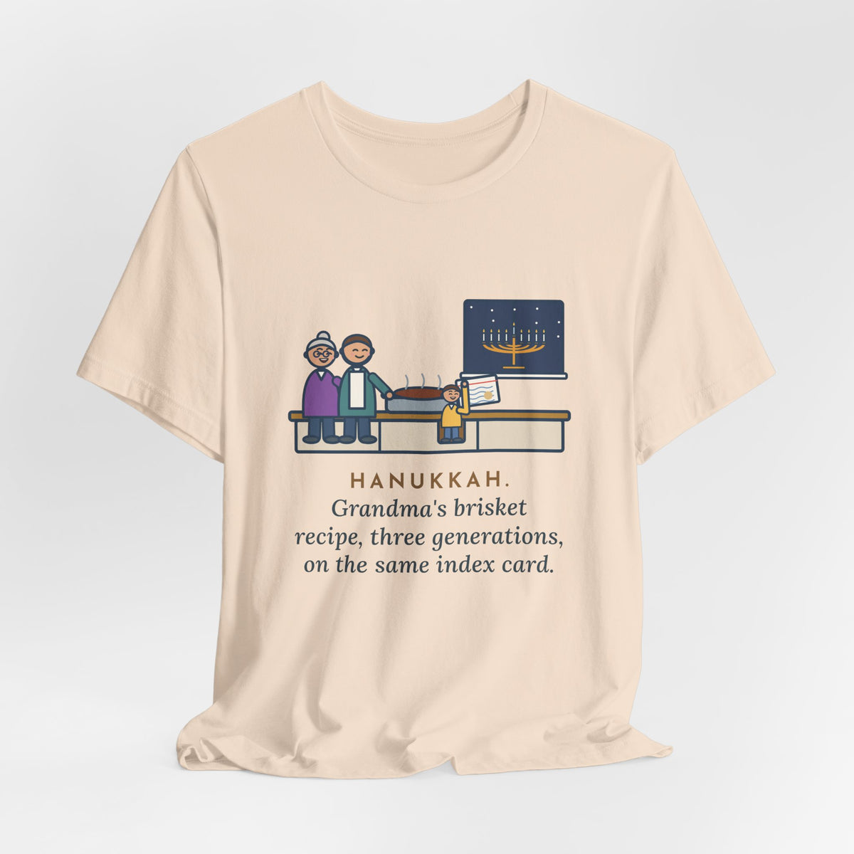 Funny Hanukkah Brisket T-Shirt, Grandma's Recipe, Three Generations, the Same Index Card, Recipe Card Tee