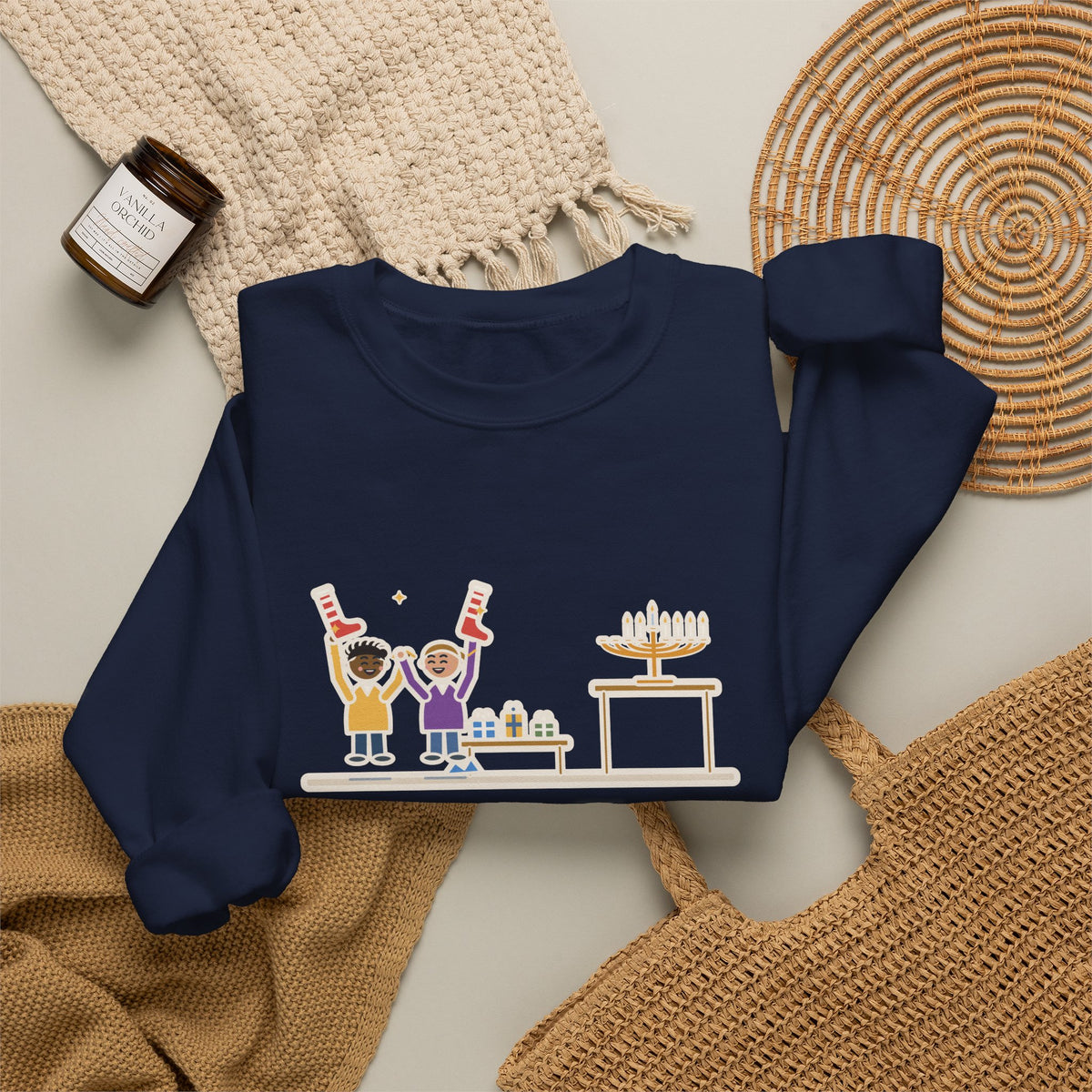 Hanukkah Sweatshirt, Eight Nights of Gifts, Night Six Was Socks, the Kids Cheered Anyway, Funny Night Six Crewneck