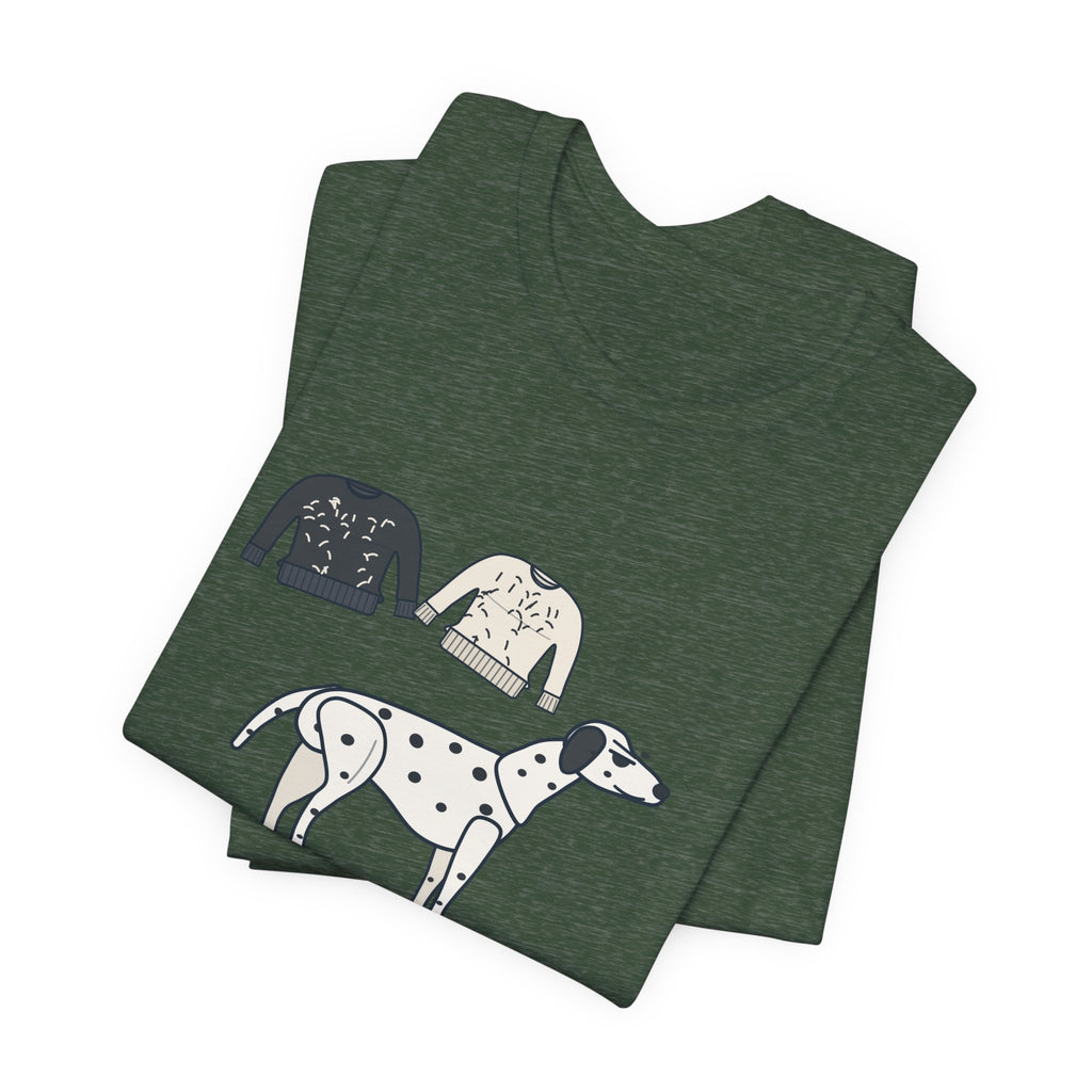 Dalmatian T-Shirt - Sheds in Both Colors. Funny Dalmatian Owner Tee