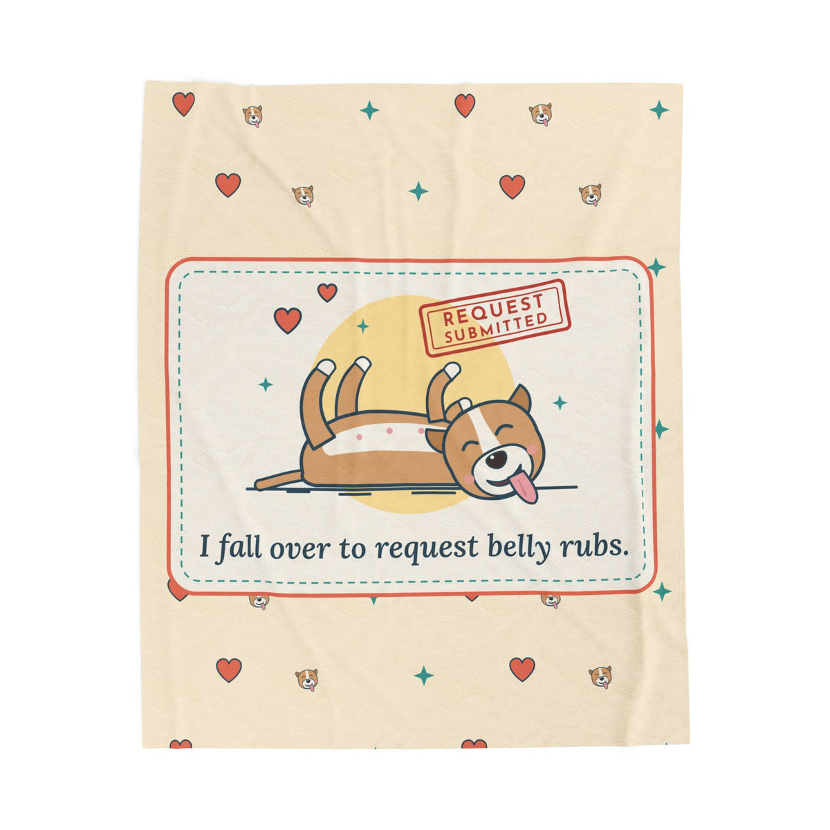 Pit Bull-Type Dog Blanket - I Fall Over to Request Belly Rubs Velveteen Plush Throw