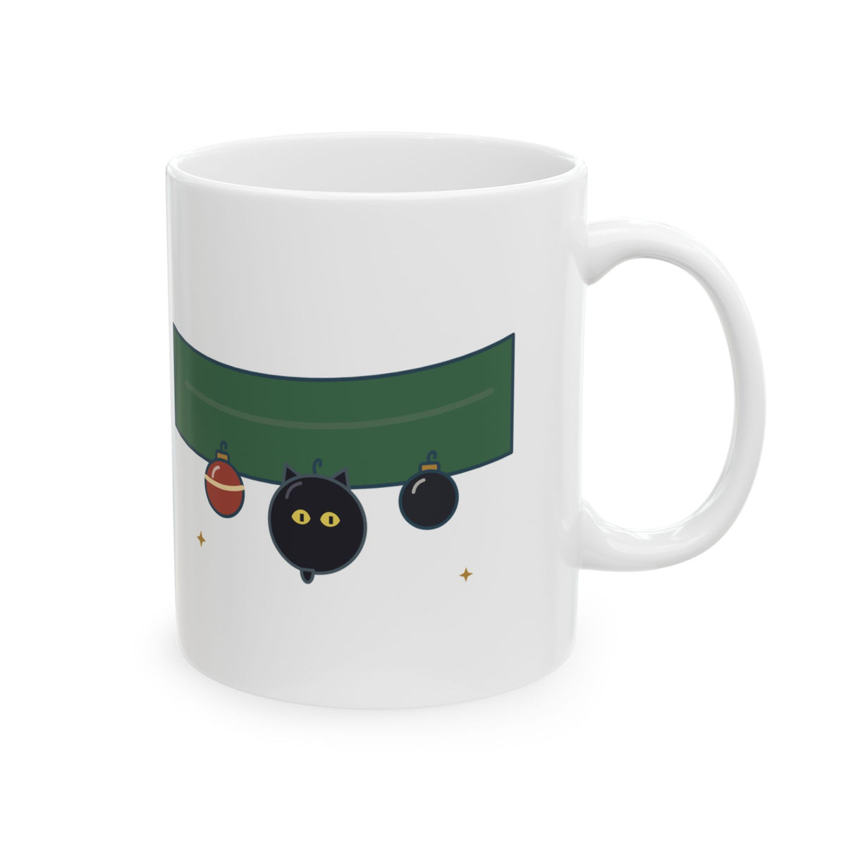 Black Cat Christmas Mug - That Black Ornament on the Bottom Branch Is the Cat