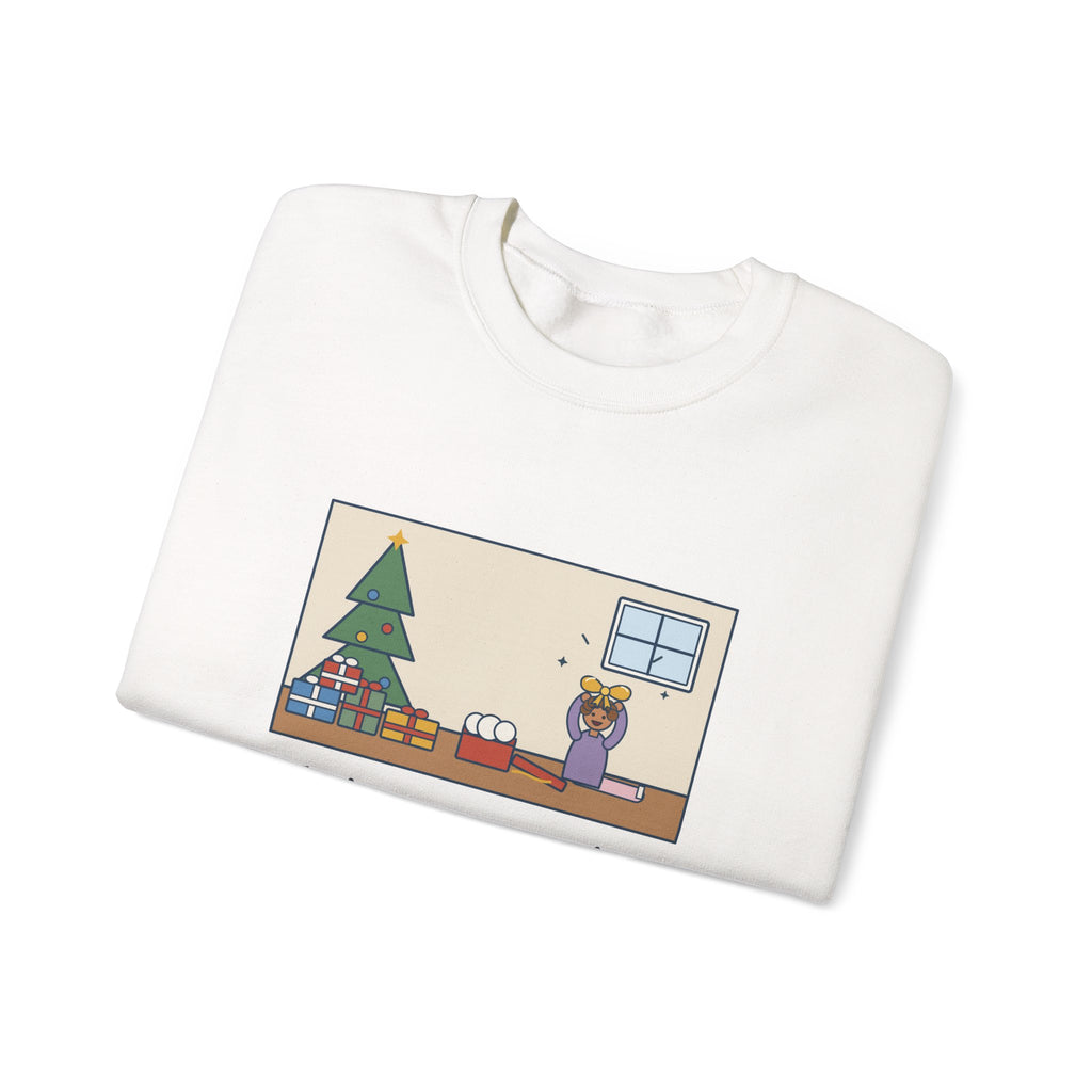 Christmas Morning Sweatshirt, The Toddler Opened One Gift and Spent an Hour with the Bow, Funny Shiny Bow Crewneck