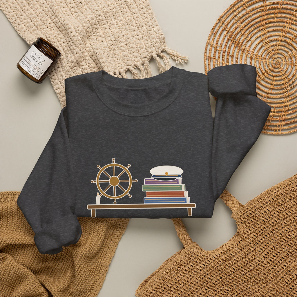 O Captain My Captain Sweatshirt, Teacher Walt Whitman Quote Crewneck with Captain's Desk
