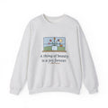 A Thing of Beauty Is a Joy Forever Sweatshirt, Nature John Keats Quote Crewneck with Wildflower Jar