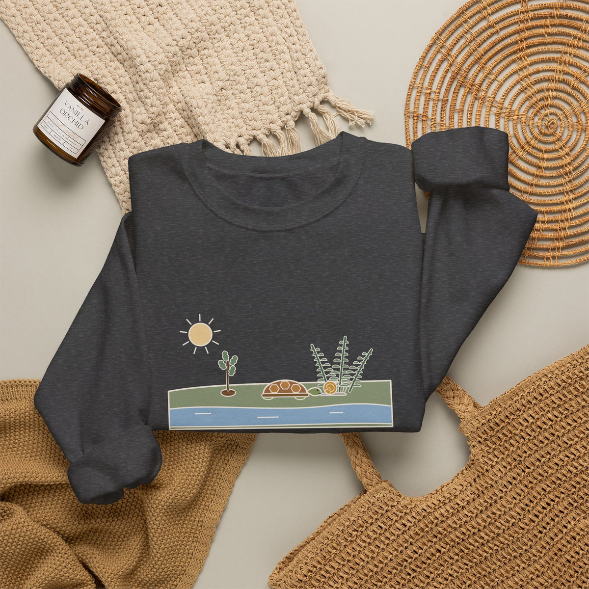 Adopt the Pace of Nature, Her Secret Is Patience Sweatshirt, Nature Emerson Quote Crewneck with Tortoise and Snail