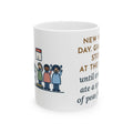 New Year's Day Mug, Grandma Stood at the Stove Until Everyone Ate a Spoonful of Peas for Luck, Funny Coffee Mug 11oz
