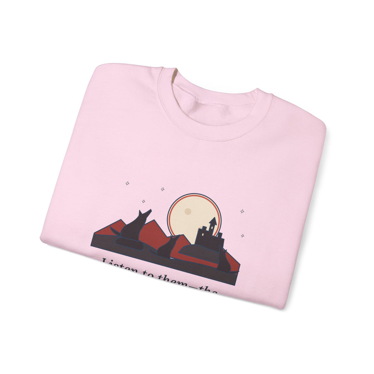 The Children of the Night Sweatshirt, Gothic Bram Stoker Quote Crewneck with Wolves and Red Moon