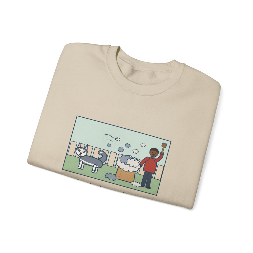 Pomsky Sweatshirt, Shed One Winter Coat, We Filled a Grocery Bag with It, Funny Shedding Season Crewneck