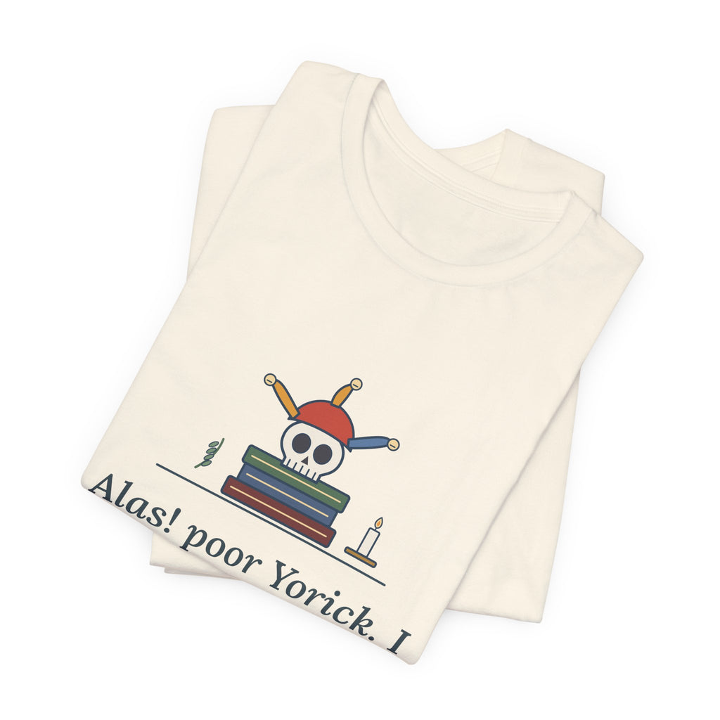 Shakespeare Quote T-Shirt, Alas, Poor Yorick, Gothic Jester Skull Tee