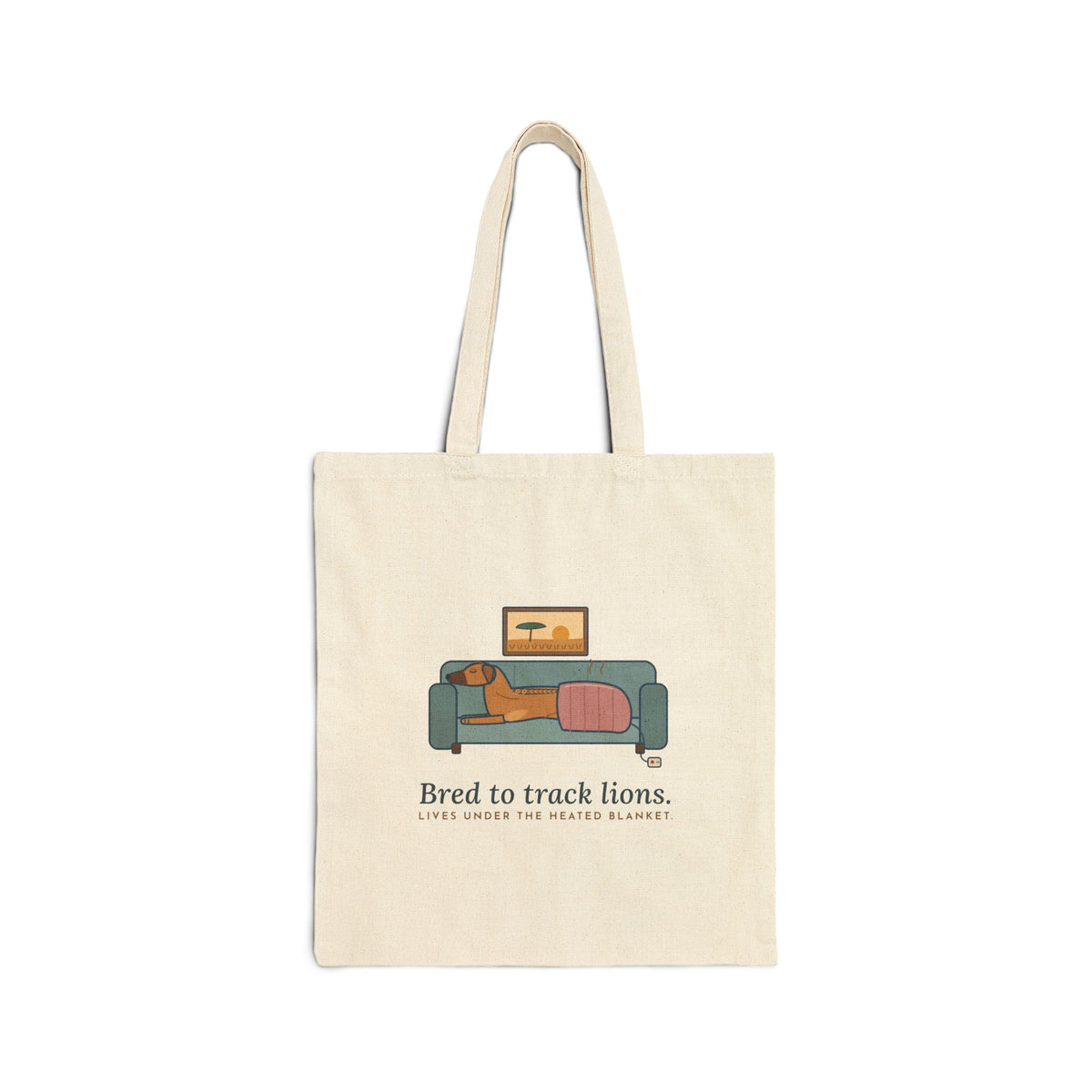 Rhodesian Ridgeback Tote Bag - Bred to Track Lions, Lives Under the Blanket