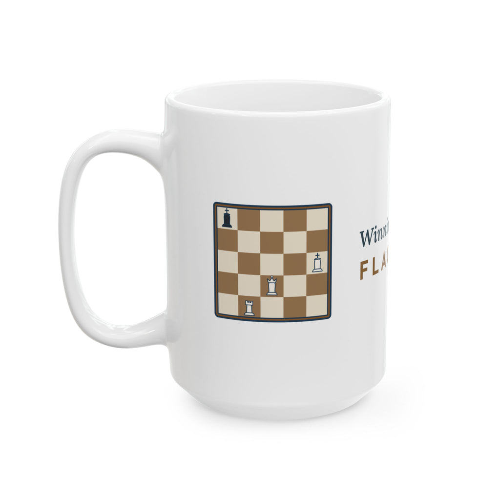 Large 15oz Chess Mug - Winning Position. Flag Fell. Tournament Chess Player Gift